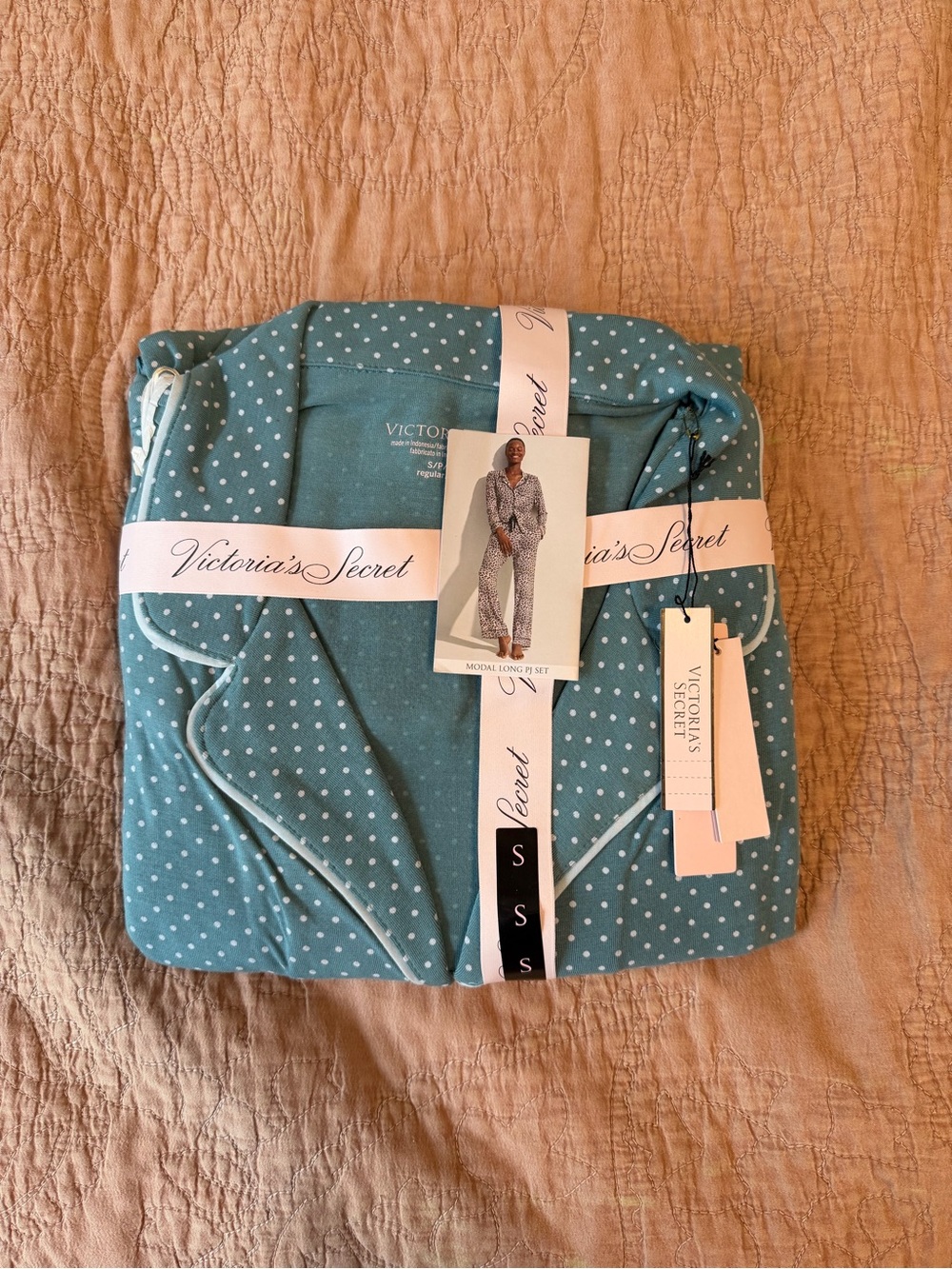 Victoria's Secret Teal Polka Dot Modal Long Pajama Set
